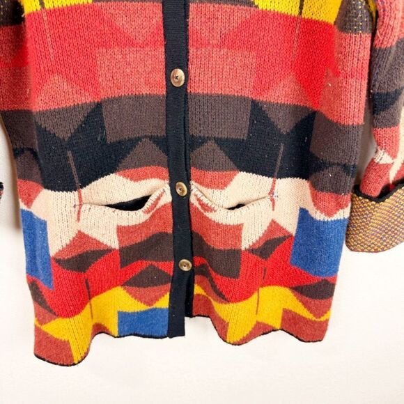 Sparrow Anthropologie Wool Blend Aztec Chunky Oversized Sweater Cardigan Large - Picture 4 of 7